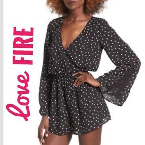 Love FIRE Romper black w/white stars